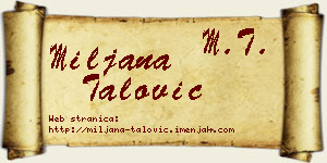 Miljana Talović vizit kartica